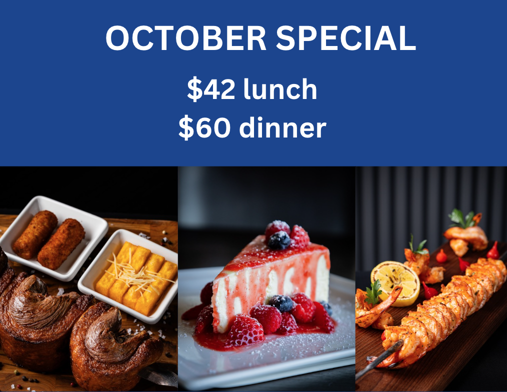 October Special – $60 dinner and $42 lunch